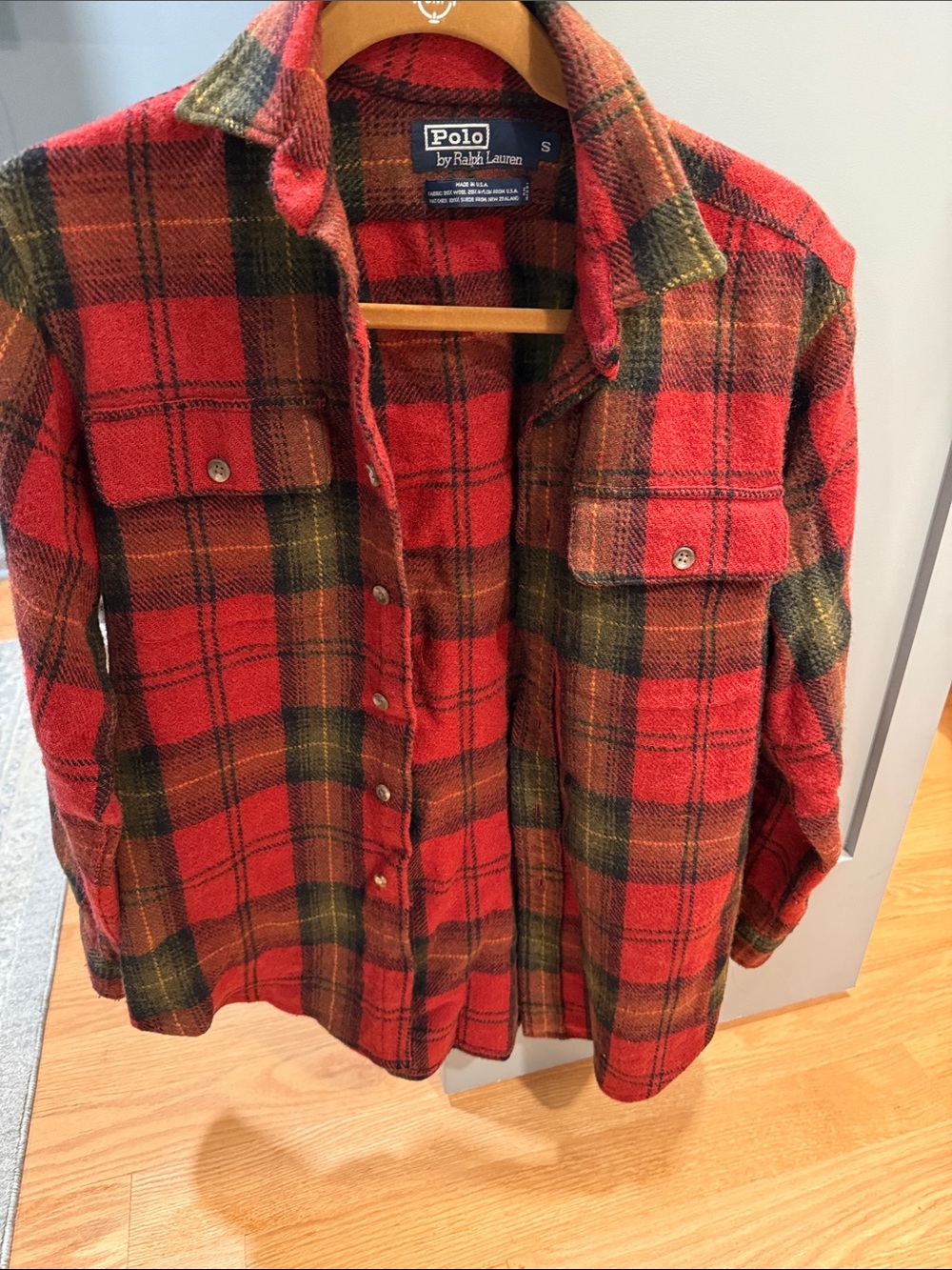 Polo by Ralph Lauren Red and Green Plaid Wool-Blend Utility Jacket